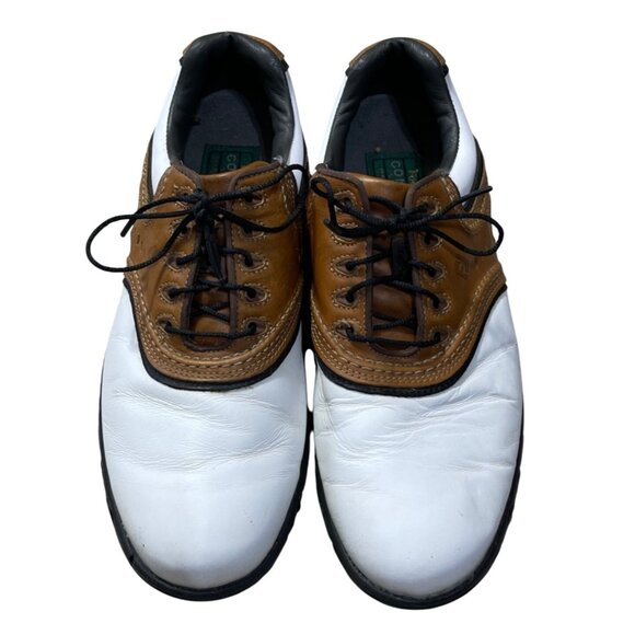 Footjoy Contour Golf Shoes Series White Brown Leather 54024 Mens 7M - Picture 2 of 10
